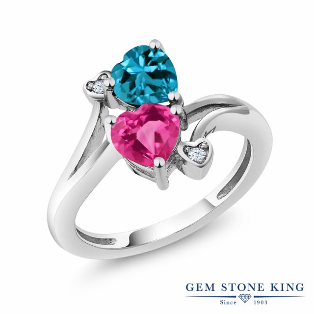 期間限定特価 指輪 ハート ダブルスの通販はau PAY マーケット - Gem Stone King ジュエリー専門店 リング レディース 1.78カラット 合成ピンクサファイア 天然 ロンドンブルートパーズ 10金 ホワイトゴールド(K10) 得価高品質