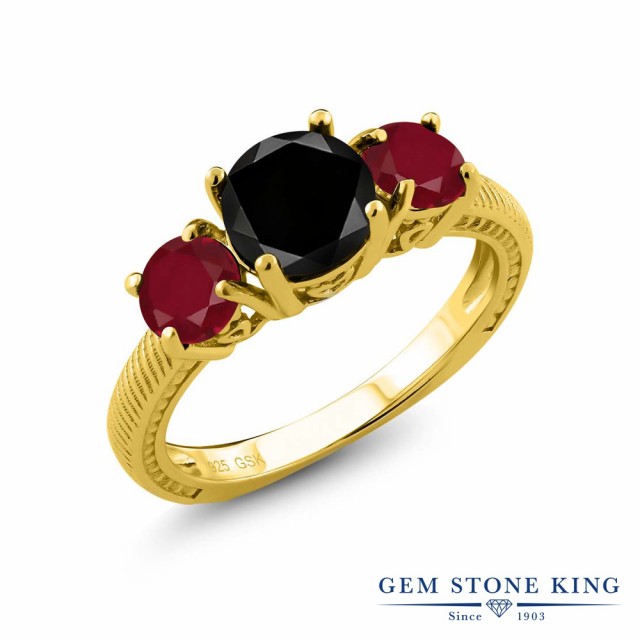 ロットナン 指輪 3連 アラベスクの通販はau PAY マーケット - Gem Stone King ジュエリー専門 リング レディース 2.45カラット 天然ブラックダイヤモンド 天然 ルビー シルバー925 イエローゴールドコーティング しても