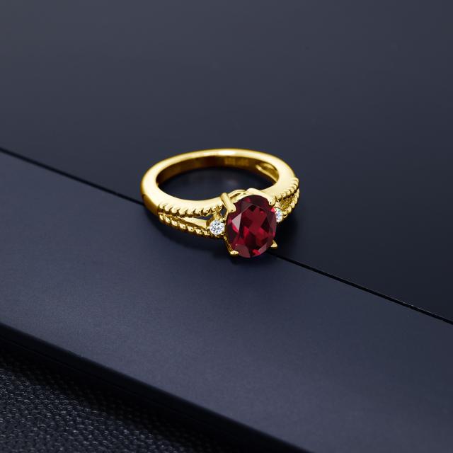 最安値新品 指輪 ミル打ち ダブの通販はau PAY マーケット - Gem Stone King ジュエリー専門 リング レディース 2.05カラット 天然 ロードライトガーネット トパーズ シルバー925 イエローゴールドコーティング 最安価格