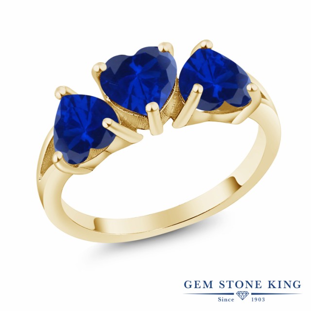 スリースト☝ 指輪 かわいい スリーストーン 金の通販はau PAY マーケット - Gem Stone King ジュエリー専門 リング レディース 2.4カラット 合成サファイア シルバー925 イエローゴールドコーティング ハート 3連 スリースト