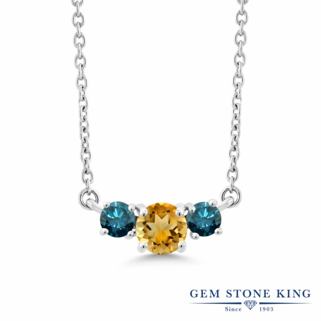 最大10%セット割 ネックレス 天然石 11月 誕生石 プレの通販はau PAY マーケット - Gem Stone King ジュエリー専門店| レディース 0.52カラット 天然 シトリン ブルーダイヤモンド 10金 ホワイトゴールド(K10) 3連 小粒 総合3位