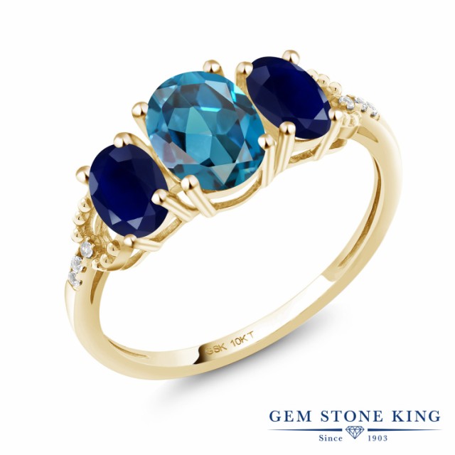 リング 指輪 3連 大粒 スリの通販はau PAY マーケット - Gem Stone King ジュエリー専門店 リング レディース 2.12カラット 天然 ロンドンブルートパーズ サファイア ダイヤモンド 10金 イエローゴールド(K10) ↜ンビネーシ
