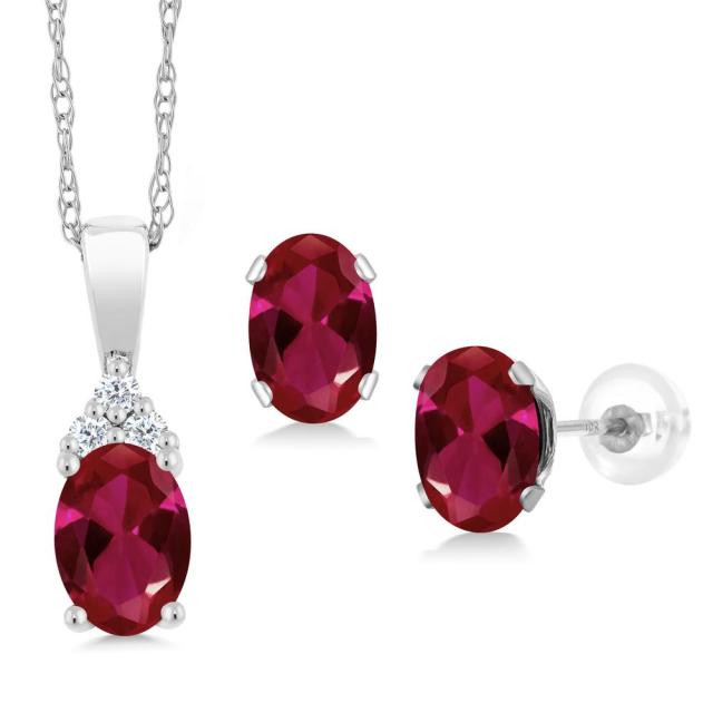 即納在庫 ネックレス 小粒 プレゼント 女性 彼の通販はau PAY マーケット - Gem Stone King ジュエリー専門店 レディース 1.52カラット 合成ルビー ピアス セット 天然 ダイヤモンド 10金 ホワイトゴールド(K10) 数量限定新品