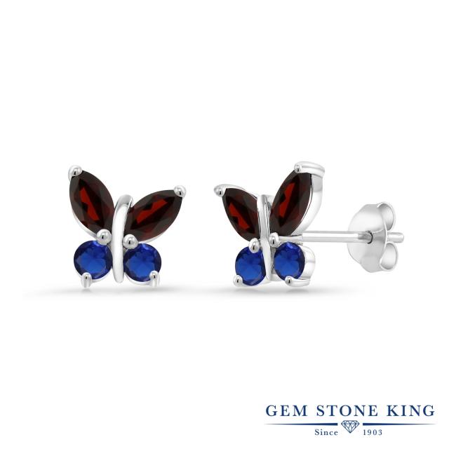 しても ピアス 小さめ スタッド 天然石 1月 の通販はau PAY マーケット - Gem Stone King ジュエリー専門店 レディース 3.12カラット 天然 ガーネット 合成サファイア シルバー925 バタフライ 蝶 小粒 小ぶり ¿レッド