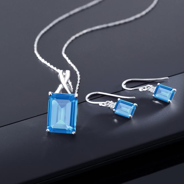 限定セール2022 ネックレス 大粒 シンプル フレの通販はau PAY マーケット - Gem Stone King ジュエリー専門店 レディース 13.15カラット 天然 スイスブルートパーズ ピアス セット 10金 ホワイトゴールド(K10) 四角い 在庫HOT