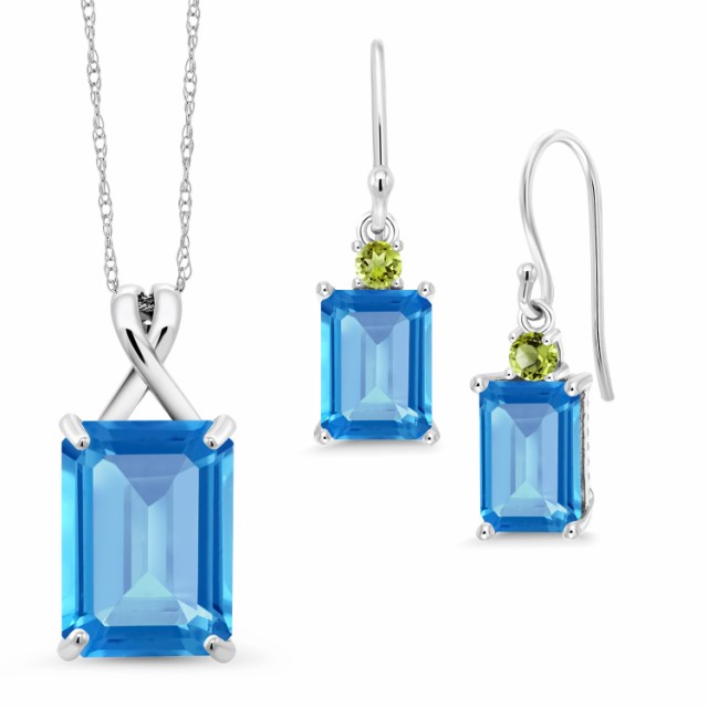 人気が高い ネックレス 大粒 シンプル フレの通販はau PAY マーケット - Gem Stone King ジュエリー専門店 レディース 13.19カラット 天然 スイスブルートパーズ ピアス セット 10金 ホワイトゴールド(K10) 四角い 新作安い