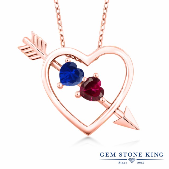 定番格安 ネックレス オープンハート アの通販はau PAY マーケット - Gem Stone King ジュエリー専門 レディース 1.1カラット 合成サファイア ペンダント 合成ルビー シルバー925 ピンクゴールドコーティング 通販セール