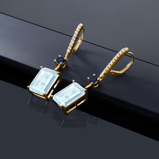 ・メンテナ ピアス 大粒 細身 ぶの通販はau PAY マーケット - Gem Stone King ジュエリー専門 レディース 19.7カラット 天然 スカイブルートパーズ サファイア シルバー925 イエローゴールドコーティング 四角い ンテナンス