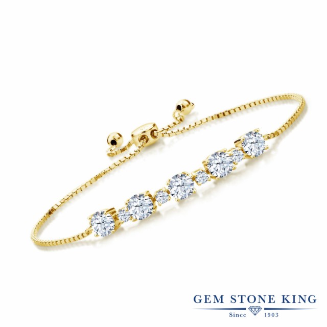 最安値低価 ブレスレット 細身 スライド アジャスの通販はau PAY マーケット - Gem Stone King ジュエリー専門 レディース 3.95カラット ジルコニア シルバー925 イエローゴールドコーティング チェーン CZ 華奢 超激安得価