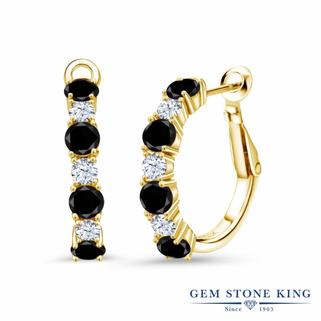 爆買い定番 ピアス ブラの通販はau PAY マーケット - Gem Stone King ジュエリー専 レディース 2.94カラット 天然ブラックダイヤモンド 合成ホワイトサファイア シルバー925 イエローゴールドコーティング 7連 特価大得価