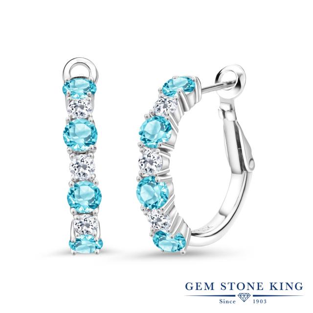 数量限定HOT ピアス レバーバック 華奢 天然石 11月の通販はau PAY マーケット - Gem Stone King ジュエリー専門店 レディース 3.68カラット 天然 スイスブルートパーズ トパーズ シルバー925 7連 小粒 細身 フープ 新作入荷格安