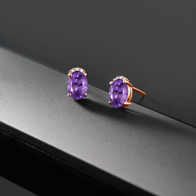 新作大得価 ピアス レディース 1.56カラット 天然 アメジスト ラボグロウンダイヤモンド シルバー925 ピンクゴールドコーティング シンプル スタッドの通販はau PAY マーケット - Gem Stone King ジュエリー専 正規品人気