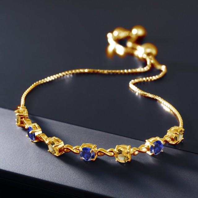 最安値挑戦 ブレスレット テニスブレスレット イの通販はau PAY マーケット - Gem Stone King ジュエリー専 レディース 2.33カラット 天然 シトリン 合成サファイア シルバー925 イエローゴールドコーティング 低価大特価
