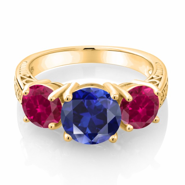 いやご 指輪 大粒 派手 の通販はau PAY マーケット - Gem Stone King ジュエリー専門 リング レディース 4.5カラット 合成サファイア 合成ルビー シルバー925 イエローゴールドコーティング アラベスク 細工 のジュエリ