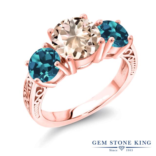 日本未入荷 入手困難 指輪 リング レディース 3 9カラット 天然 モルガナイト ピーチ ロンドンブルートパーズ シルバー925 ピンクゴールドコーティング アラ 超目玉 Www Bnooon Com