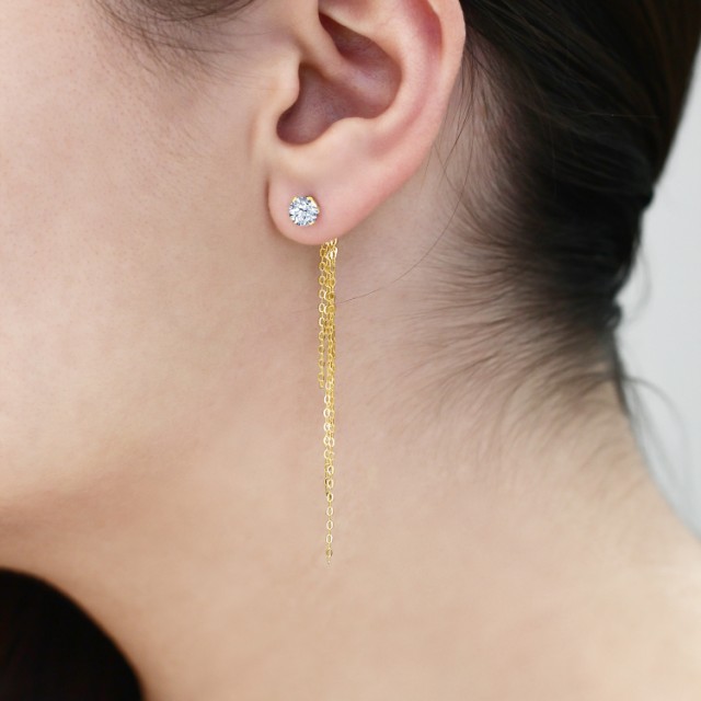 低価セール ピアス 長め 2WAY スタッド 金属の通販はau PAY マーケット - Gem Stone King ジュエリー専門 レディース ジルコニア シルバー925 イエローゴールドコーティング チェーン 一粒 CZ かっこいい ロング お得超激得