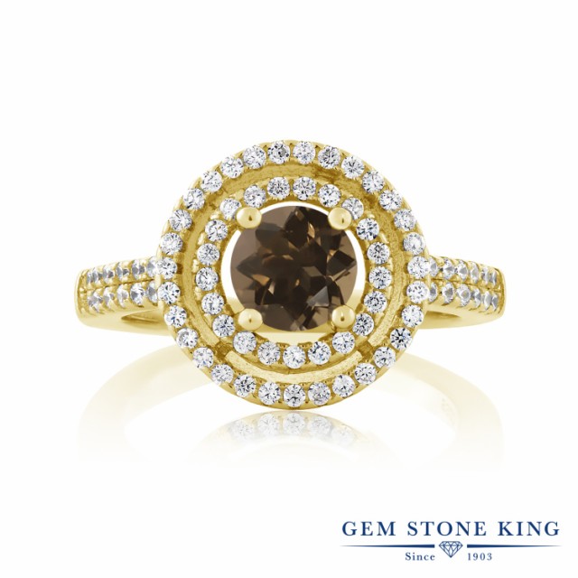 人気最安値 指輪 サークル ヘイロの通販はau PAY マーケット - Gem Stone King ジュエリー専門 リング レディース 1.76カラット 天然 スモーキークォーツ (ブラウン) シルバー925 イエローゴールドコーティング 定番格安