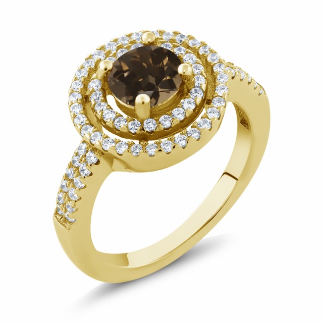 人気最安値 指輪 サークル ヘイロの通販はau PAY マーケット - Gem Stone King ジュエリー専門 リング レディース 1.76カラット 天然 スモーキークォーツ (ブラウン) シルバー925 イエローゴールドコーティング 定番格安