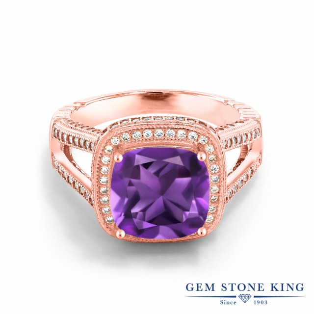 安い最安値 指輪 大粒 ヘイロー 天然石 2の通販はau PAY マーケット - Gem Stone King ジュエリー専門店 リング レディース 4.87カラット 天然 アメジスト シルバー925 ピンクゴールドコーティング スクエア 細工 新品セール