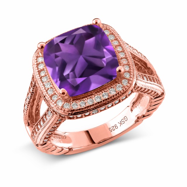 安い最安値 指輪 大粒 ヘイロー 天然石 2の通販はau PAY マーケット - Gem Stone King ジュエリー専門店 リング レディース 4.87カラット 天然 アメジスト シルバー925 ピンクゴールドコーティング スクエア 細工 新品セール