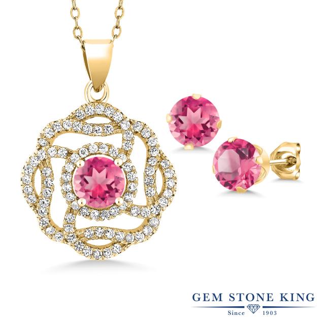 および ネックレス イエローゴールドコーティング フの通販はau PAY マーケット - Gem Stone King ジュエリー専門 レディース 6.56カラット 天然 ミスティックトパーズ (ピンク) ピアス セット シルバー925 やホワイト
