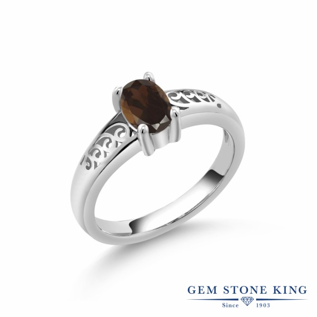 けします 指輪 透かし 天然石 金属アレルギーの通販はau PAY マーケット - Gem Stone King ジュエリー専門店 リング レディース 0.75カラット 天然 スモーキークォーツ (ブラウン) シルバー925 アラベスク 一粒 ⑭セッティン