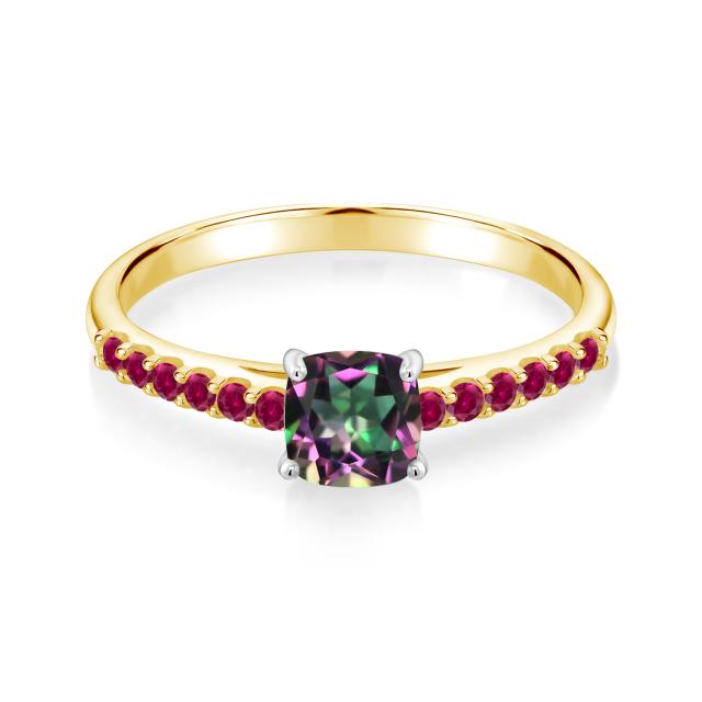 クセントス◧ 指輪 四角い パヴェ の通販はau PAY マーケット - Gem Stone King ジュエリー専門店 リング レディース 1.18カラット 天然石 ミスティックトパーズ (グリーン) 合成ルビー 10金 ツートンゴールド(K10) ㊁にまでこだ