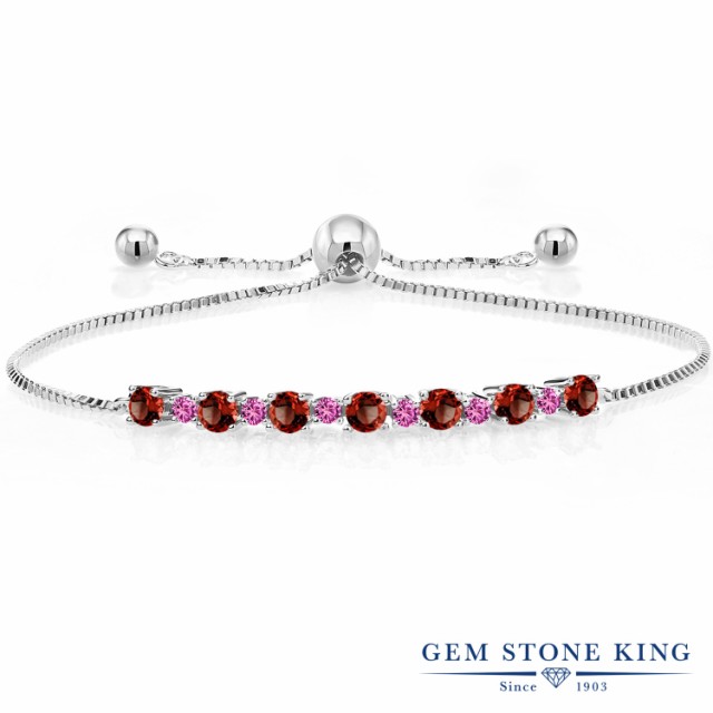 お得HOT ブレスレット 華奢 細身 スライドの通販はau PAY マーケット - Gem Stone King ジュエリー専門 レディース 1.17カラット 天然 ガーネット 合成ピンクサファイア シルバー925 テニスブレスレット 小粒 爆買い豊富な