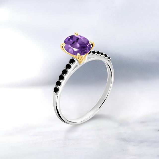 お得大特価 指輪 パヴェ 小粒 マの通販はau PAY マーケット - Gem Stone King ジュエリー専門店 リング レディース 0.65カラット 天然 アメジスト 天然ブラックダイヤモンド 10金 ツートンゴールド(K10) オーバル 数量限定