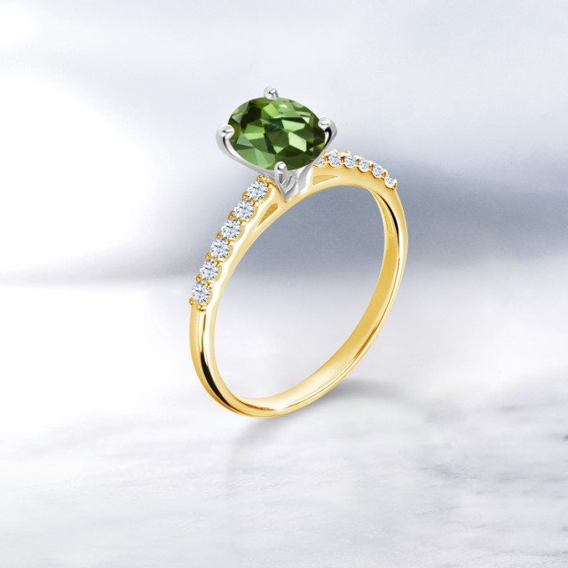 超歓迎安い 指輪 オーバル パヴェ 小の通販はau PAY マーケット - Gem Stone King ジュエリー専門 リング レディース 0.68カラット 天然 グリーントルマリン 合成ホワイトサファイア 10金 ツートンゴールド(K10) 大得価新作