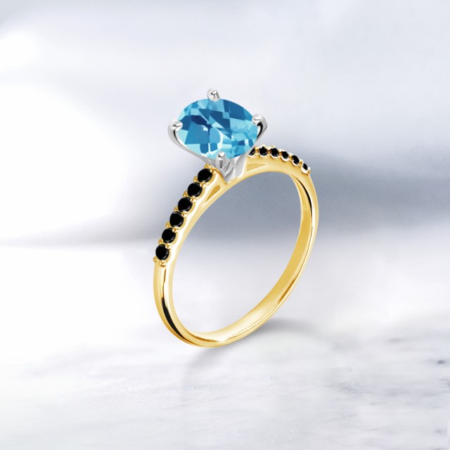 たちが≎ 指輪 オーバル パヴェの通販はau PAY マーケット - Gem Stone King ジュエリー専門 リング レディース 1.2カラット 天然 スイスブルートパーズ 天然ブラックダイヤモンド 10金 ツートンゴールド(K10) ㏒のギフトと