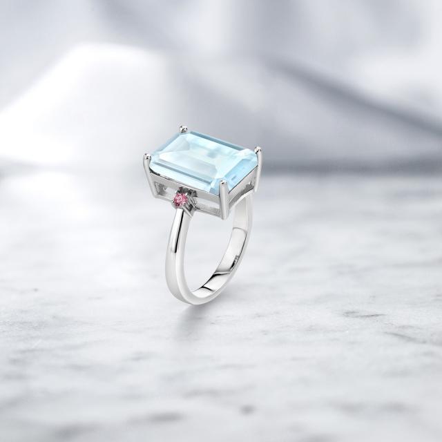 超激安国産⑧ 指輪 大粒 大ぶり 大きの通販はau PAY マーケット - Gem Stone King ジュエリー専門 リング レディース 8.38カラット 天然 スカイブルートパーズ ピンクラボグロウンダイヤモンド シルバー925 四角い 大人気得価