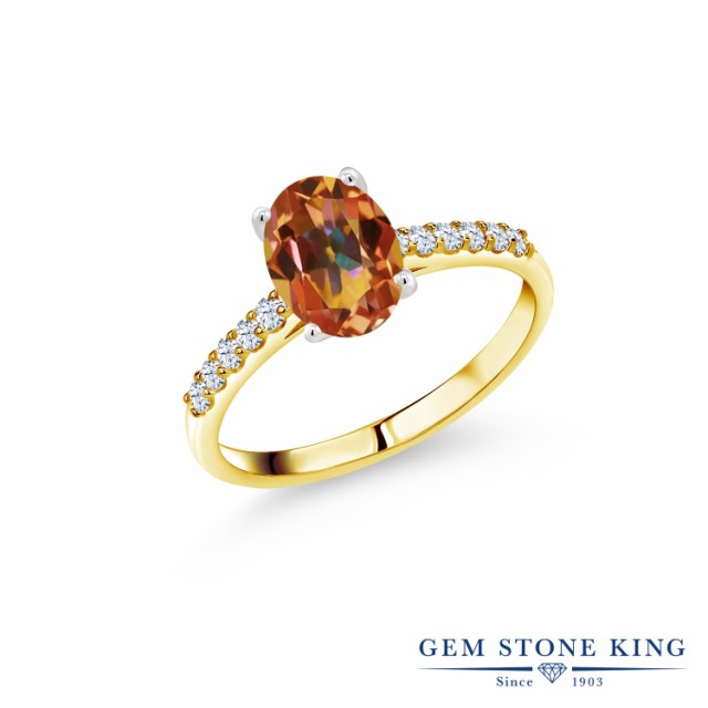 最新作格安 指輪 ツートンゴールド(K10) オの通販はau PAY マーケット - Gem Stone King ジュエリー専門 リング レディース 1.68カラット 天然石 エクスタシーミスティックトパーズ 合成ホワイトサファイア 10金 安い特価