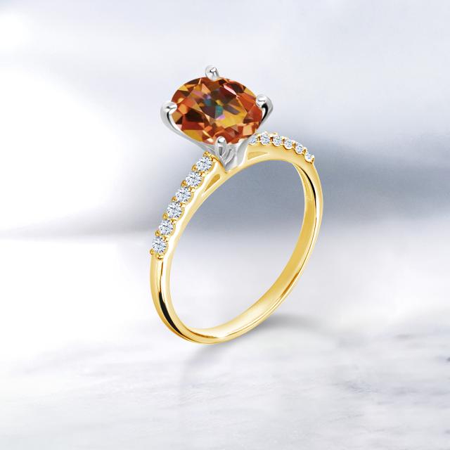 最新作格安 指輪 ツートンゴールド(K10) オの通販はau PAY マーケット - Gem Stone King ジュエリー専門 リング レディース 1.68カラット 天然石 エクスタシーミスティックトパーズ 合成ホワイトサファイア 10金 安い特価