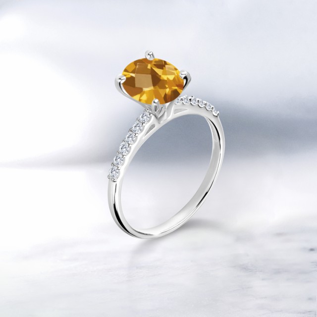 カード・ 指輪 パヴェ 大粒 マルの通販はau PAY マーケット - Gem Stone King ジュエリー専門店 リング レディース 1.43カラット 天然 シトリン ラボグロウンダイヤモンド 10金 ホワイトゴールド(K10) オーバル をもってお