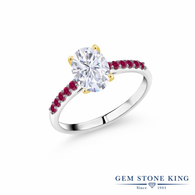きます 指輪 合成ルビー 10金 ツートンゴールド(K10) オーの通販はau PAY マーケット - Gem Stone King ジュエリー専門店|商品ロッ リング レディース 1.68カラット Forever Brilliant モアサナイト Charles & Colvard コルバード