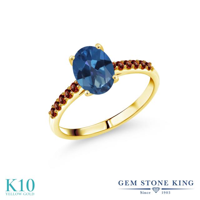 最安 指輪 リング レディース 1 54カラット 天然 ミスティックトパーズ サファイアブルー ガーネット 10金 イエローゴールド K10 オーバル 高い素材 Bayounyc Com