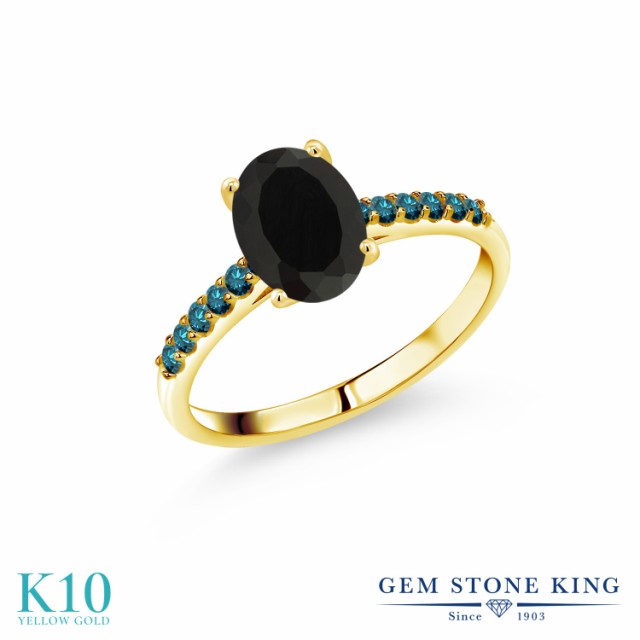 正規店通販 指輪 パヴェ 大粒 マルチストーの通販はau PAY マーケット - Gem Stone King ジュエリー専門 リング レディース 1.8カラット 天然 オニキス ブルーダイヤモンド 10金 イエローゴールド(K10) オーバル HOT通販