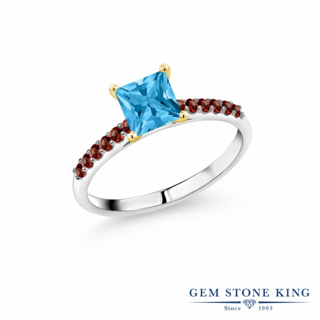 デザイナー 指輪 天然石 11月 誕生石 の通販はau PAY マーケット - Gem Stone King ジュエリー専門 リング レディース 1.7カラット 天然 スイスブルートパーズ ガーネット スクエア パヴェ 大粒 マルチストーン けします