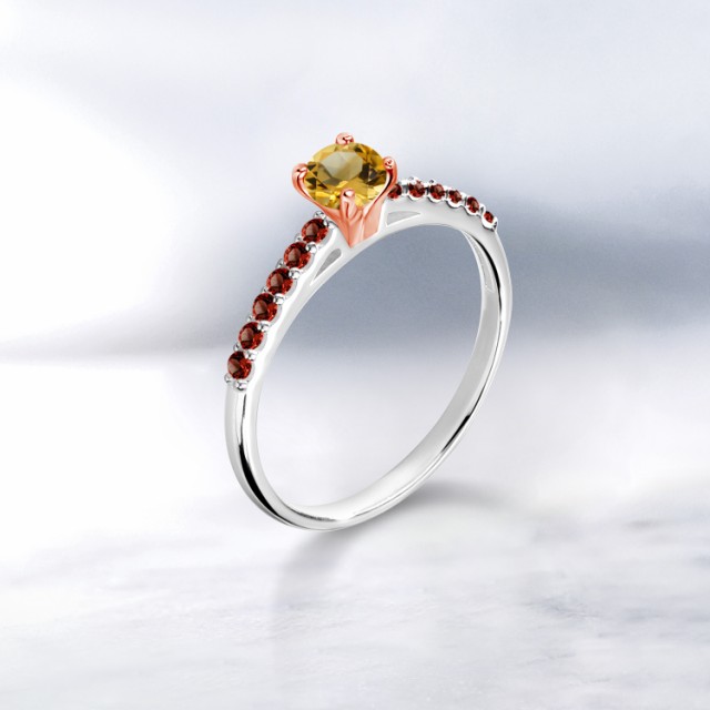 るその⅟ 指輪 小粒 マルチストーン 華奢 細身の通販はau PAY マーケット - Gem Stone King ジュエリー専門店 リング レディース 0.5カラット 天然 シトリン ガーネット 10金 ツートンゴールド(K10) 一粒 パヴェ ガーネット