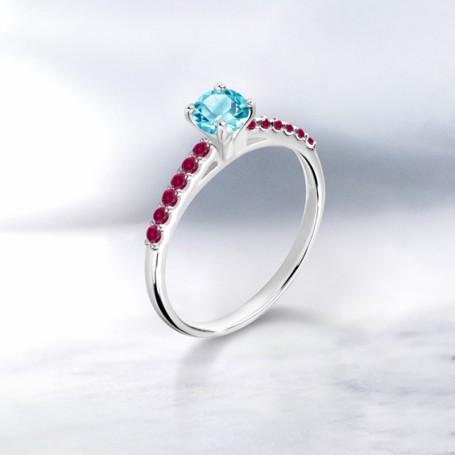 特価最新作 指輪 パヴェ マルチストーン の通販はau PAY マーケット - Gem Stone King ジュエリー専門店 リング レディース 0.83カラット 天然 スイスブルートパーズ 合成ルビー 10金 ホワイトゴールド(K10) 一粒 人気正規品