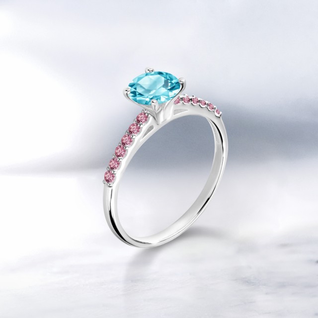お得お買い得 指輪 一粒 パの通販はau PAY マーケット - Gem Stone King ジュエリー専門店 リング レディース 1.18カラット 天然 スイスブルートパーズ ピンクラボグロウンダイヤモンド 10金 ホワイトゴールド(K10) 大人気HOT