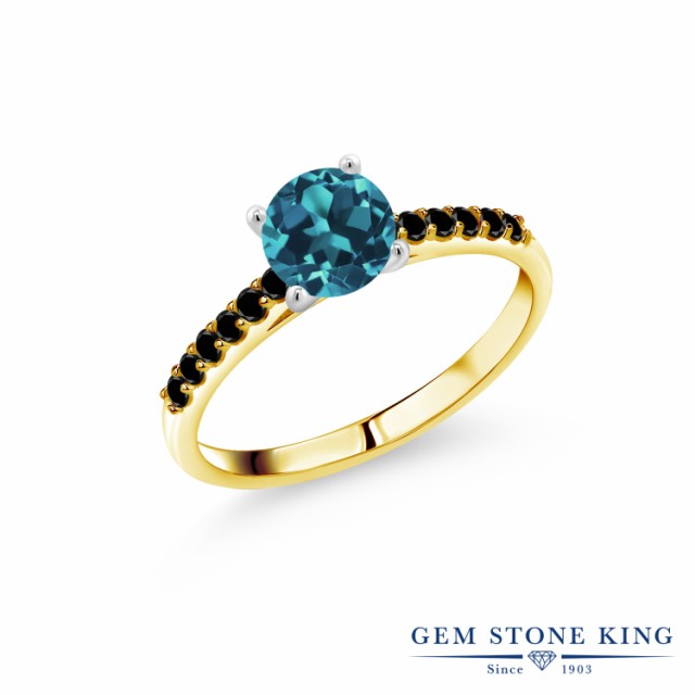2022 指輪 一粒 パヴェ の通販はau PAY マーケット - Gem Stone King ジュエリー専門店 リング レディース 1.3カラット 天然 ロンドンブルートパーズ 天然ブラックダイヤモンド 10金 ツートンゴールド(K10) 高品質