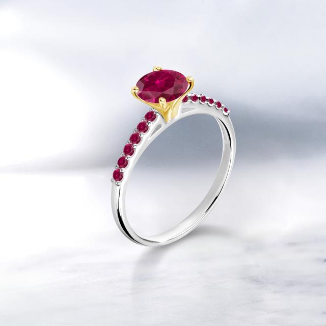 超激安通販 指輪 プレゼント 女性 彼女 の通販はau PAY マーケット - Gem Stone King ジュエリー専門店 リング レディース 1.18カラット 合成ルビー 10金 ツートンゴールド(K10) 一粒 パヴェ 大粒 マルチストーン 再入荷即納