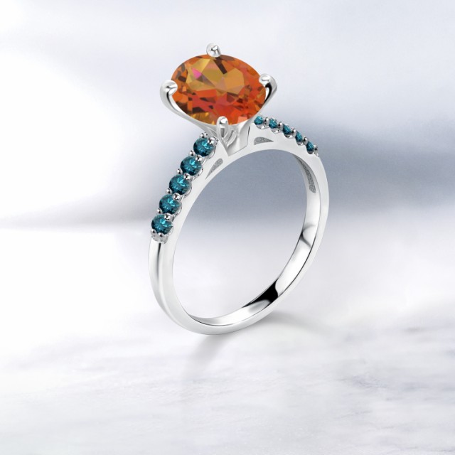 得価HOT 指輪 10金 ホワイトゴールド(K1の通販はau PAY マーケット - Gem Stone King ジュエリー専門 リング レディース 2.13カラット 天然 ミスティッククォーツ (トワイライトオレンジ) ブルーダイヤモンド セール高品質