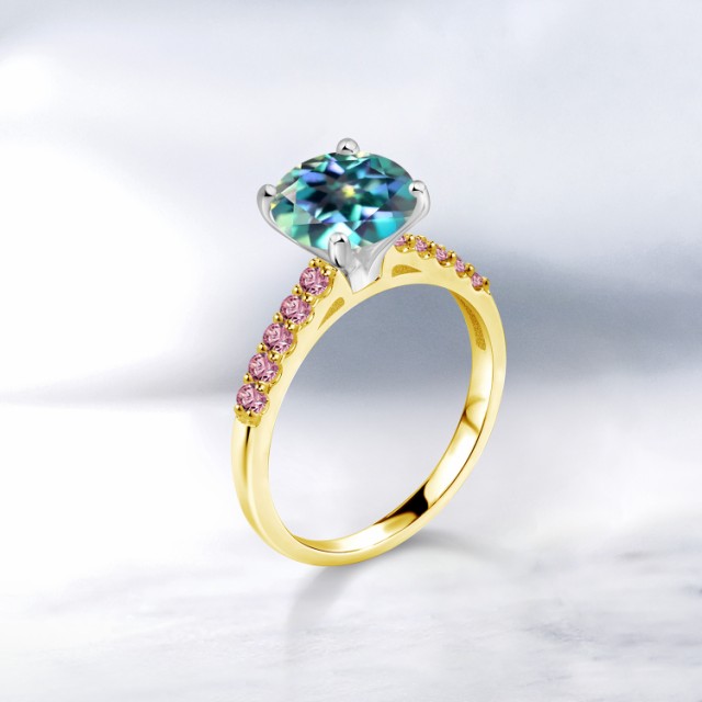 がおすすめ 指輪 10金 ツートンゴの通販はau PAY マーケット - Gem Stone King ジュエリー専門 リング レディース 2.38カラット 天然 ミスティックトパーズ (ミレニアムブルー) ピンクラボグロウンダイヤモンド のシンプル