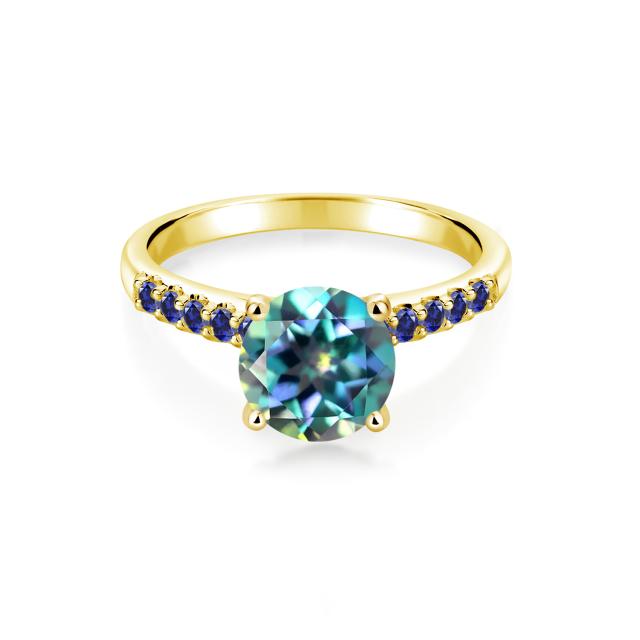 ボックス・ 指輪 イエローゴールド(K10) 一粒 の通販はau PAY マーケット - Gem Stone King ジュエリー専門店 リング レディース 2.45カラット 天然 ミスティックトパーズ (ミレニアムブルー) 合成サファイア 10金 ラウンドブ