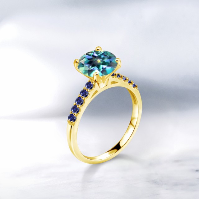 ボックス・ 指輪 イエローゴールド(K10) 一粒 の通販はau PAY マーケット - Gem Stone King ジュエリー専門店 リング レディース 2.45カラット 天然 ミスティックトパーズ (ミレニアムブルー) 合成サファイア 10金 ラウンドブ