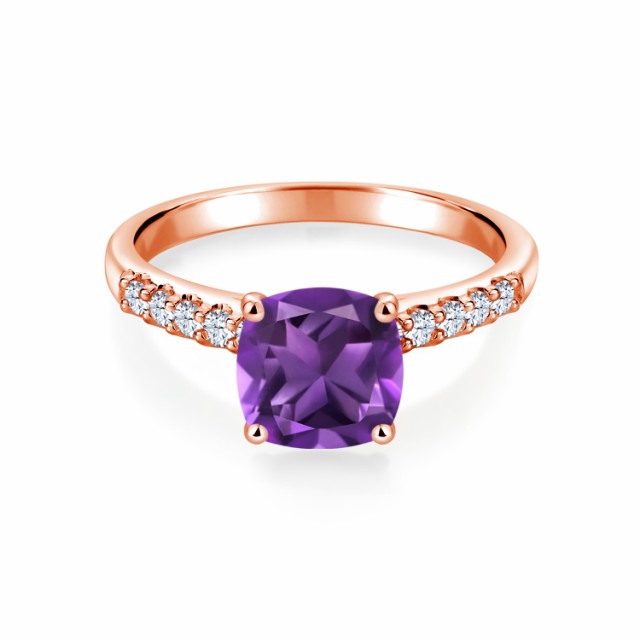 超激得特価 指輪 パヴェ 大粒 マルチスの通販はau PAY マーケット - Gem Stone King ジュエリー専門 リング レディース 2.5カラット 天然 アメジスト 合成ホワイトサファイア 10金 ピンクゴールド(K10) スクエア 新品人気SALE