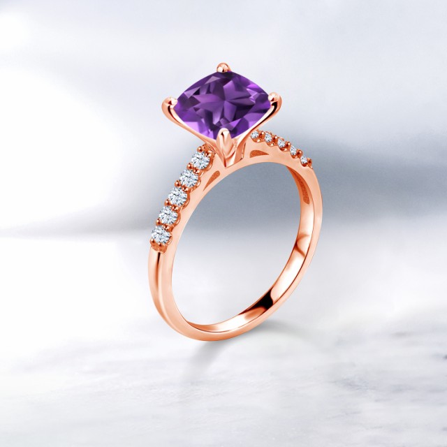 超激得特価 指輪 パヴェ 大粒 マルチスの通販はau PAY マーケット - Gem Stone King ジュエリー専門 リング レディース 2.5カラット 天然 アメジスト 合成ホワイトサファイア 10金 ピンクゴールド(K10) スクエア 新品人気SALE